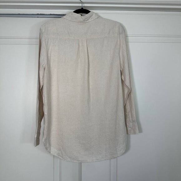 H&M Premium Linen & Cotton Blend Button Down Shirt XS - NEW - Picture 2 of 14